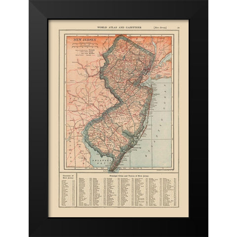 New Jersey - Reynold 1921 Black Modern Wood Framed Art Print by Reynold