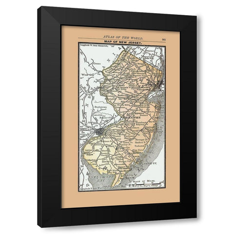 New Jersey - Alden 1886 Black Modern Wood Framed Art Print with Double Matting by Alden