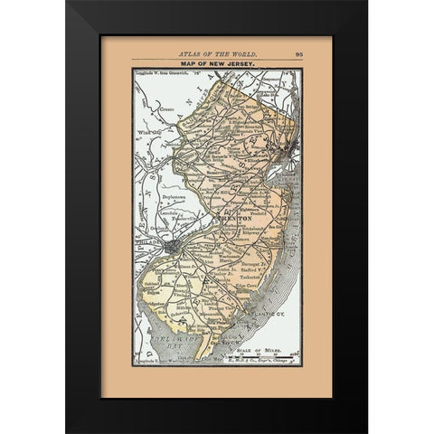 New Jersey - Alden 1886 Black Modern Wood Framed Art Print by Alden