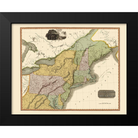 Northeastern United States - Thomson 1817 Black Modern Wood Framed Art Print by Thomson
