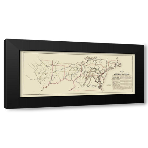 Harrisburg to Pittsburg Projected Railway - 1840 Black Modern Wood Framed Art Print by Unknown