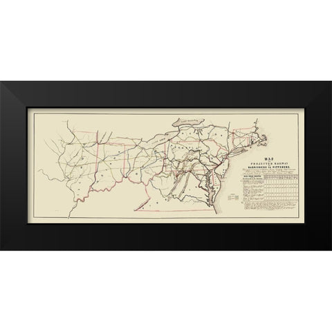 Harrisburg to Pittsburg Projected Railway - 1840 Black Modern Wood Framed Art Print by Unknown