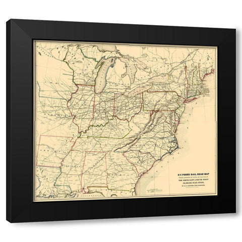 North East and South West Alabama 1854 Black Modern Wood Framed Art Print with Double Matting by Poor