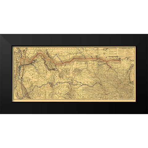 Northern Pacific Railroad - Rand McNally 1882 Black Modern Wood Framed Art Print by Rand McNally
