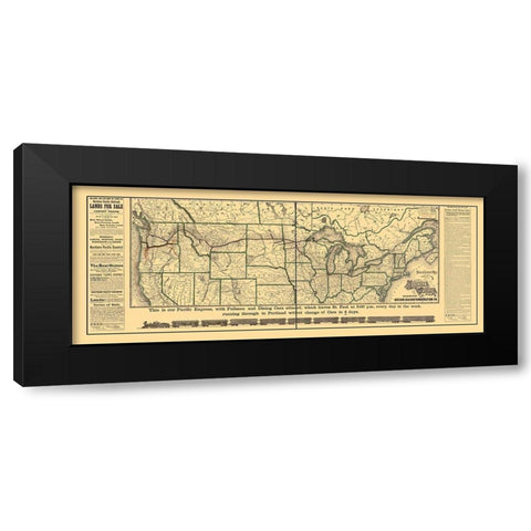 Northern Pacific Railroad - Rand McNally 1883 Black Modern Wood Framed Art Print with Double Matting by Rand McNally