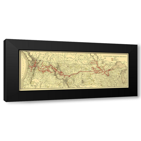 Northern Pacific Railway - Poates 1900 Black Modern Wood Framed Art Print with Double Matting by Poates