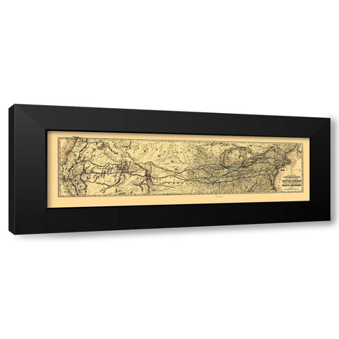 Proposed Central United States to Pacific 1850 Black Modern Wood Framed Art Print by Unknown