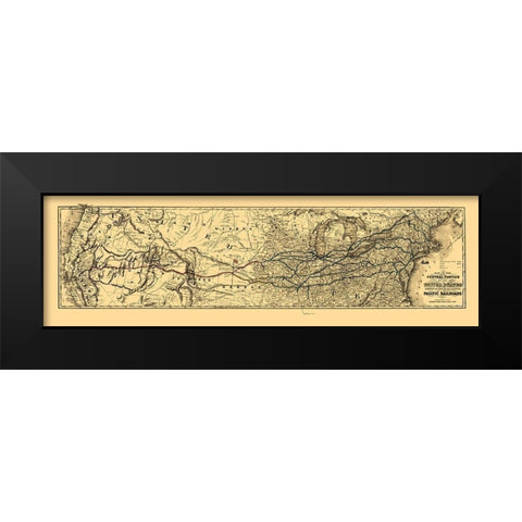 Proposed Central United States to Pacific 1850 Black Modern Wood Framed Art Print by Unknown