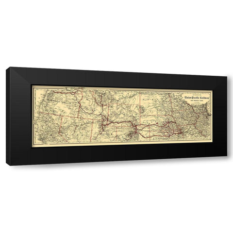 Union Pacific Railway - Colton 1888 Black Modern Wood Framed Art Print by Colton