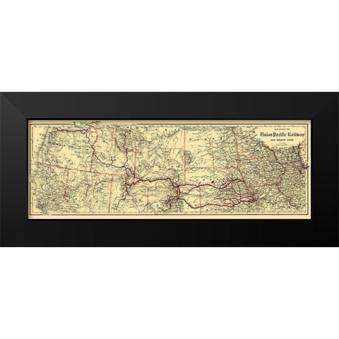 Union Pacific Railway - Colton 1888 Black Modern Wood Framed Art Print by Colton