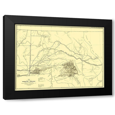 Washington Territory East of Cascade Mts Black Modern Wood Framed Art Print by Bien