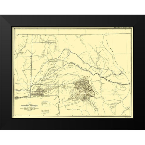 Washington Territory East of Cascade Mts Black Modern Wood Framed Art Print by Bien