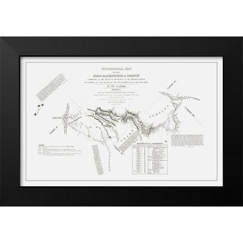 Missouri to Oregon Trail - Preuss 1846 Black Modern Wood Framed Art Print by Preuss