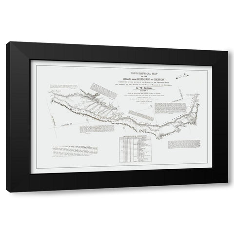 Missouri to Oregon Trail - Preuss 1846 Black Modern Wood Framed Art Print with Double Matting by Preuss