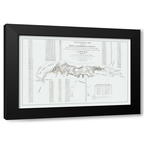 Missouri to Oregon Trail - Preuss 1846 Black Modern Wood Framed Art Print with Double Matting by Preuss