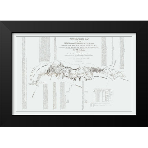 Missouri to Oregon Trail - Preuss 1846 Black Modern Wood Framed Art Print by Preuss