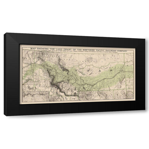 Northern Pacific Railroad Land Grants 1890 Black Modern Wood Framed Art Print with Double Matting by Rand McNally