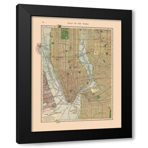 New York City New York - Hammond 1910 Black Modern Wood Framed Art Print with Double Matting by Hammond