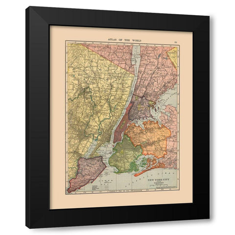 New York City New York - Hammond 1910 Black Modern Wood Framed Art Print by Hammond