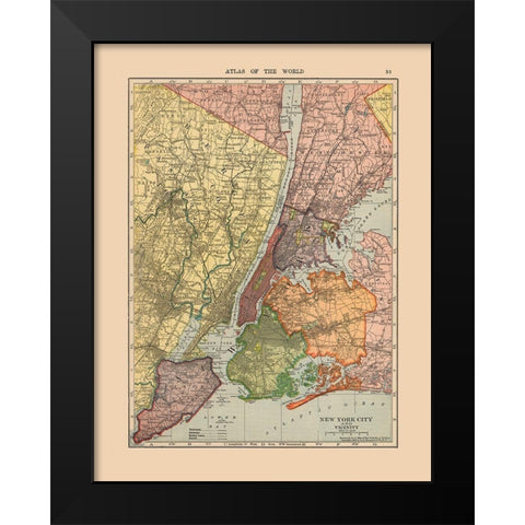 New York City New York - Hammond 1910 Black Modern Wood Framed Art Print by Hammond