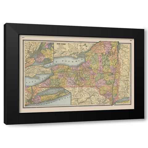New York - Johnson 1888 Black Modern Wood Framed Art Print with Double Matting by Johnson