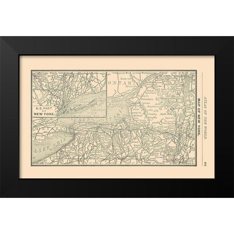 New York - Alden 1886 Black Modern Wood Framed Art Print by Alden