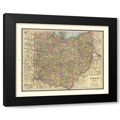 Ohio - Cram 1888 Black Modern Wood Framed Art Print with Double Matting by Cram