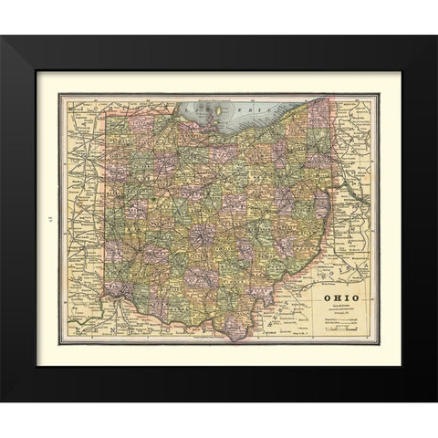 Ohio - Cram 1888 Black Modern Wood Framed Art Print by Cram