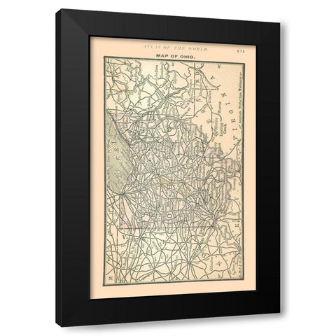 Ohio - Alden 1886 Black Modern Wood Framed Art Print with Double Matting by Alden