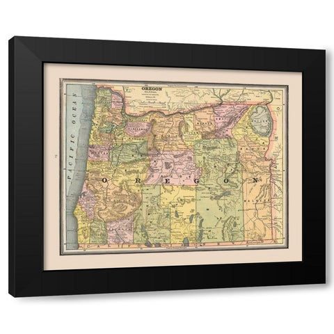 Oregon, United States - Cram 1888 Black Modern Wood Framed Art Print by Cram