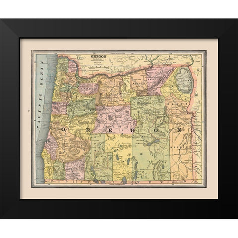 Oregon, United States - Cram 1888 Black Modern Wood Framed Art Print by Cram