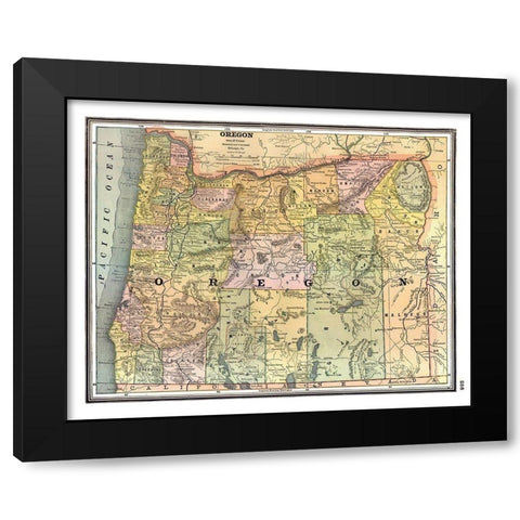 Oregon - Johnson 1888 Black Modern Wood Framed Art Print with Double Matting by Johnson