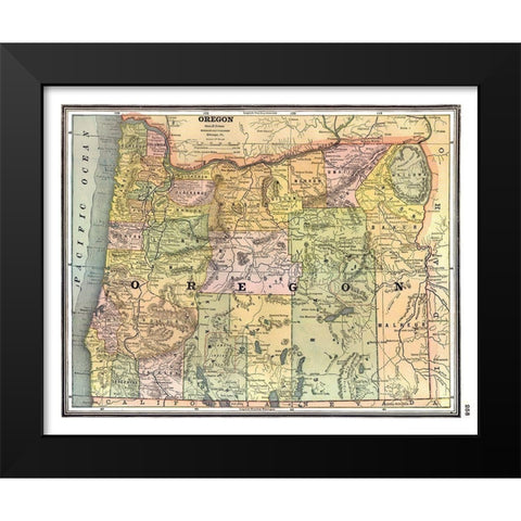 Oregon - Johnson 1888 Black Modern Wood Framed Art Print by Johnson