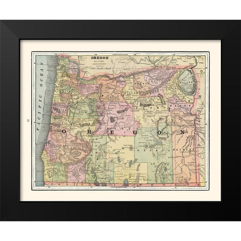 Oregon - Cram 1892 Black Modern Wood Framed Art Print by Cram