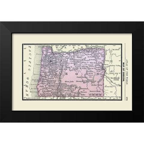 Oregon - Alden 1886 Black Modern Wood Framed Art Print by Alden
