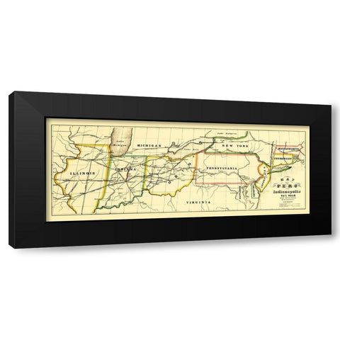 Peru and Indianapolis Railroad - Leefe 1856 Black Modern Wood Framed Art Print by Leefe