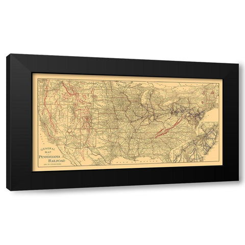 Pennsylvania Railroad - Allen 1893 Black Modern Wood Framed Art Print with Double Matting by Allen