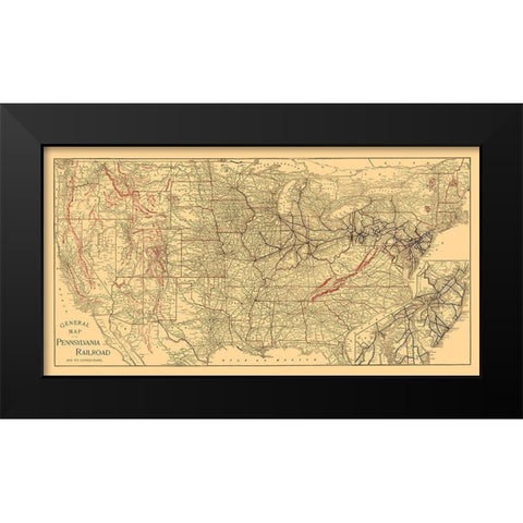Pennsylvania Railroad - Allen 1893 Black Modern Wood Framed Art Print by Allen