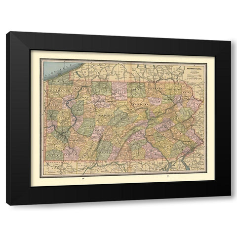 Pennsylvania - Cram 1888 Black Modern Wood Framed Art Print with Double Matting by Cram