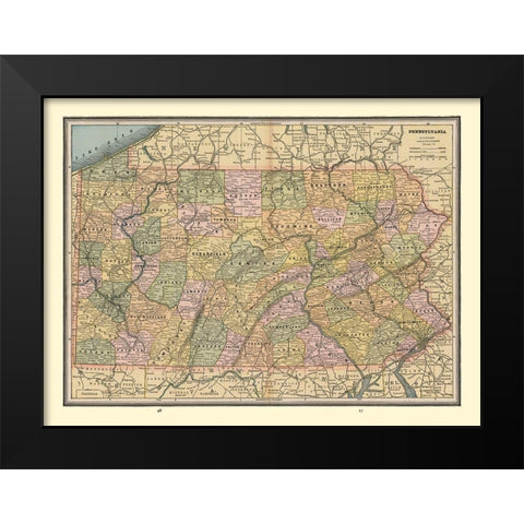 Pennsylvania - Cram 1888 Black Modern Wood Framed Art Print by Cram