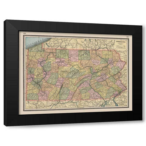 Pennsylvania - Johnson 1888 Black Modern Wood Framed Art Print with Double Matting by Johnson