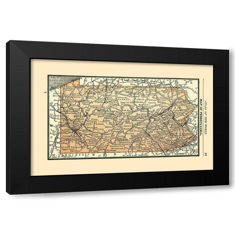 Pennsylvania - Alden 1886 Black Modern Wood Framed Art Print with Double Matting by Alden