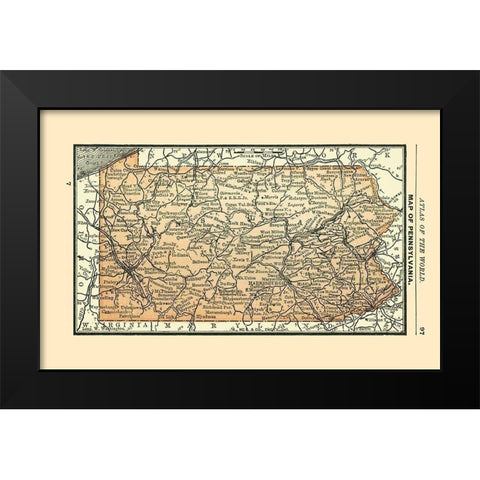 Pennsylvania - Alden 1886 Black Modern Wood Framed Art Print by Alden