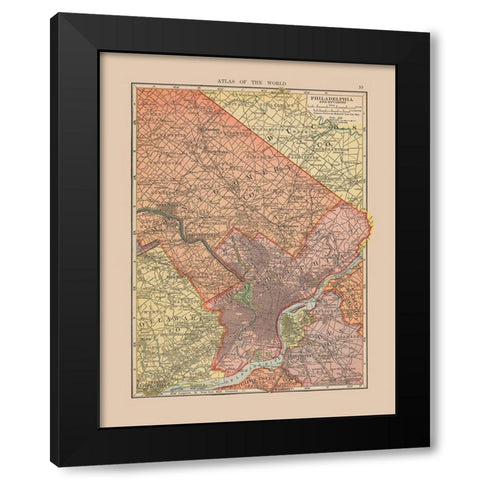 Philadelphia Pennsylvania - Hammond 1910 Black Modern Wood Framed Art Print with Double Matting by Hammond