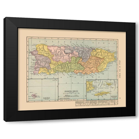 Central America Puerto Rico - Hammond 1910 Black Modern Wood Framed Art Print with Double Matting by Hammond