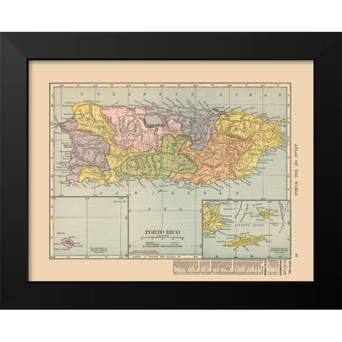Central America Puerto Rico - Hammond 1910 Black Modern Wood Framed Art Print by Hammond
