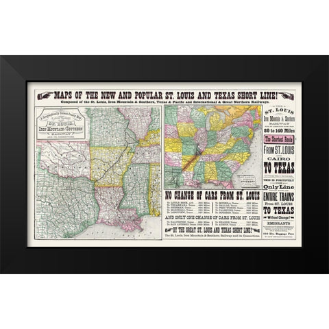 St Louis - Iron Mountain Rail- Wooward 1882 Black Modern Wood Framed Art Print by Wooward