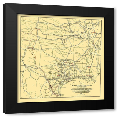 Rio Grande and Pecos Railway - Bien 1882 Black Modern Wood Framed Art Print with Double Matting by Bien