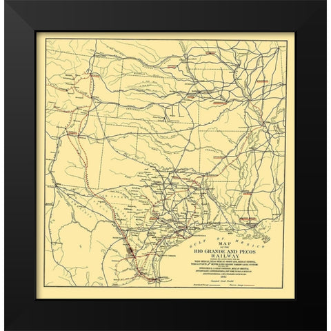 Rio Grande and Pecos Railway - Bien 1882 Black Modern Wood Framed Art Print by Bien