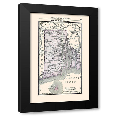 Rhode Island - Alden 1886 Black Modern Wood Framed Art Print by Alden